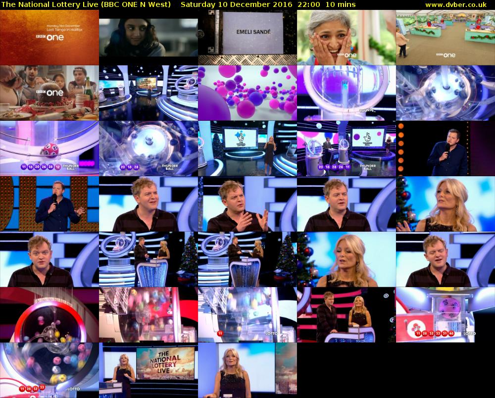 The National Lottery Live (BBC ONE N West) Saturday 10 December 2016 22:00 - 22:10