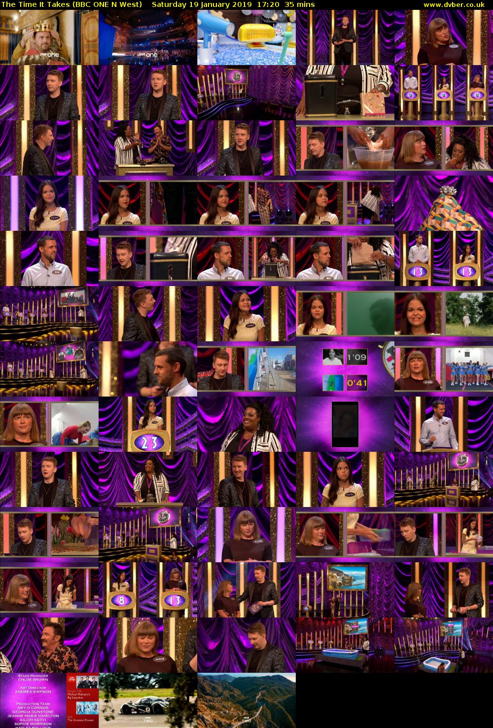 The Time It Takes (BBC ONE N West) Saturday 19 January 2019 17:20 - 17:55