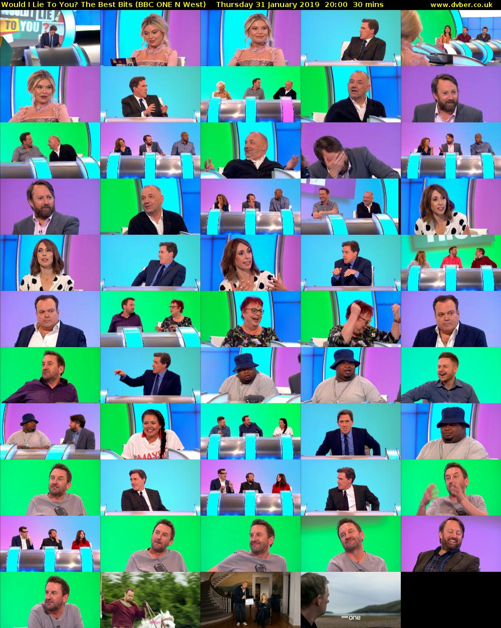 Would I Lie To You? The Best Bits (BBC ONE N West) Thursday 31 January 2019 20:00 - 20:30