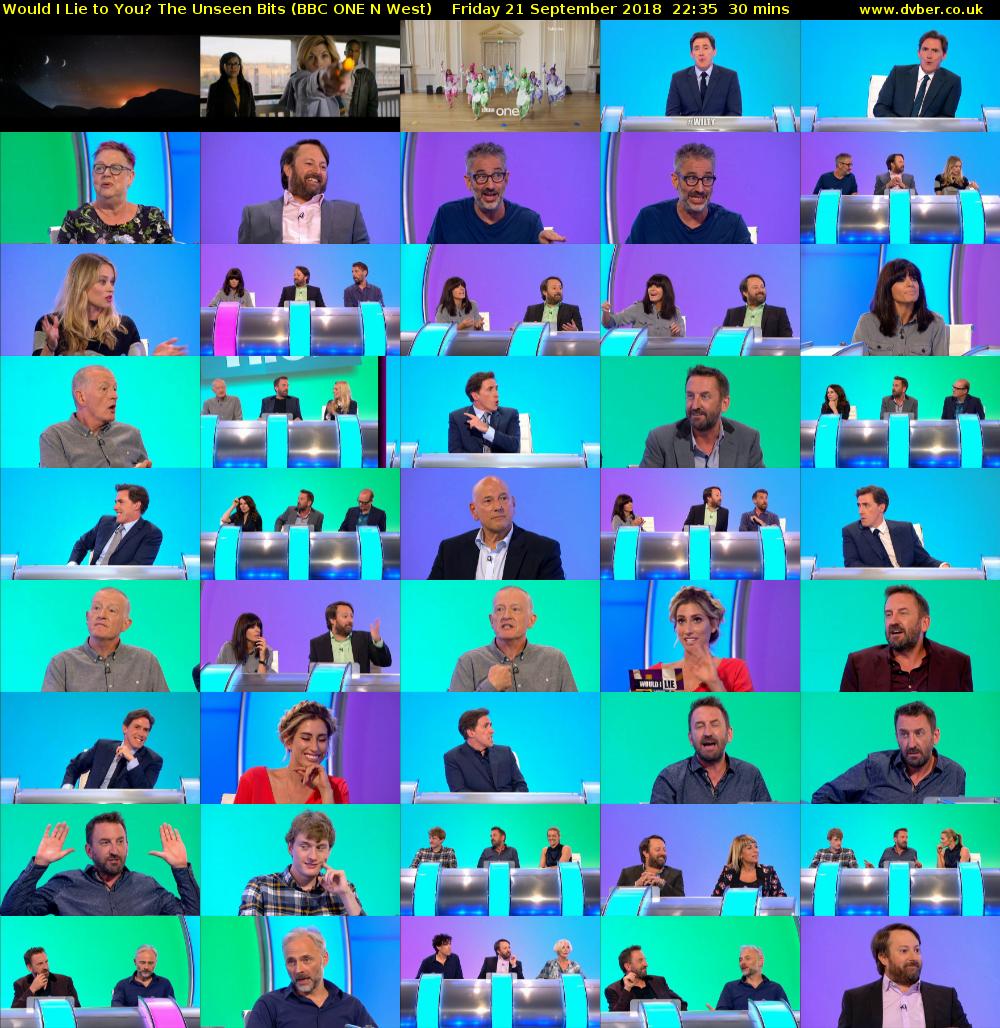 Would I Lie to You? The Unseen Bits (BBC ONE N West) Friday 21 September 2018 22:35 - 23:05