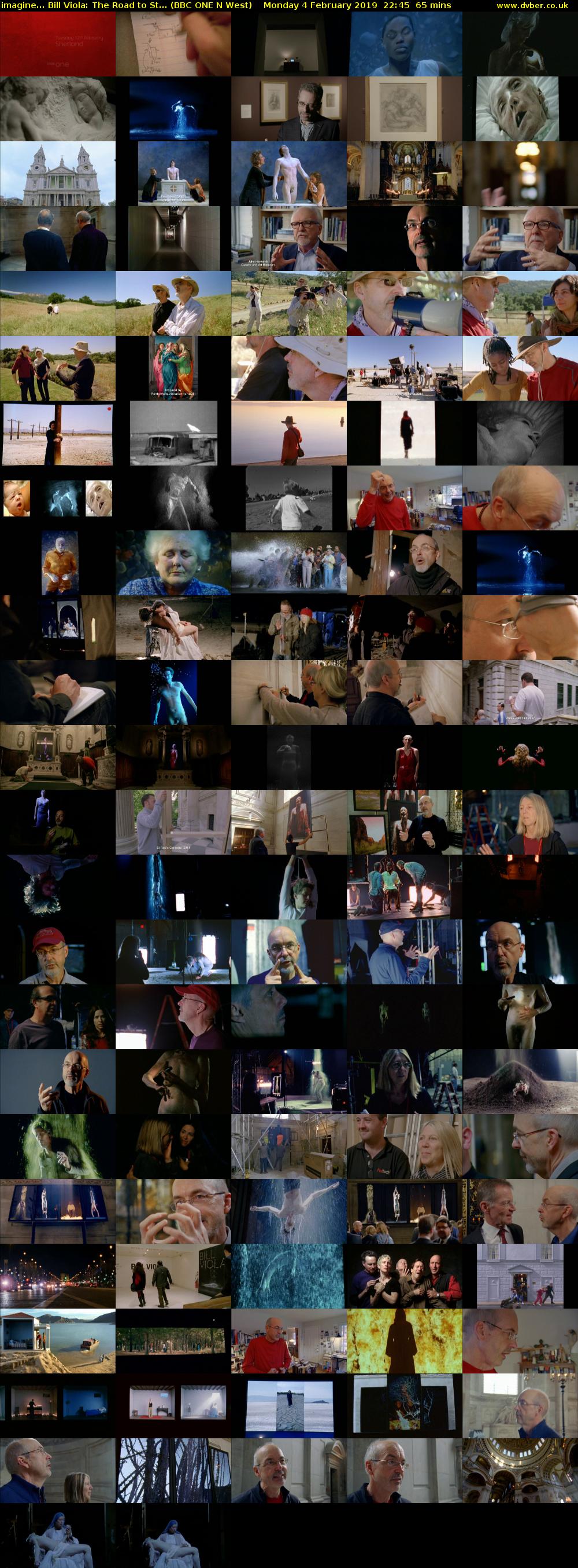 imagine... Bill Viola: The Road to St... (BBC ONE N West) Monday 4 February 2019 22:45 - 23:50