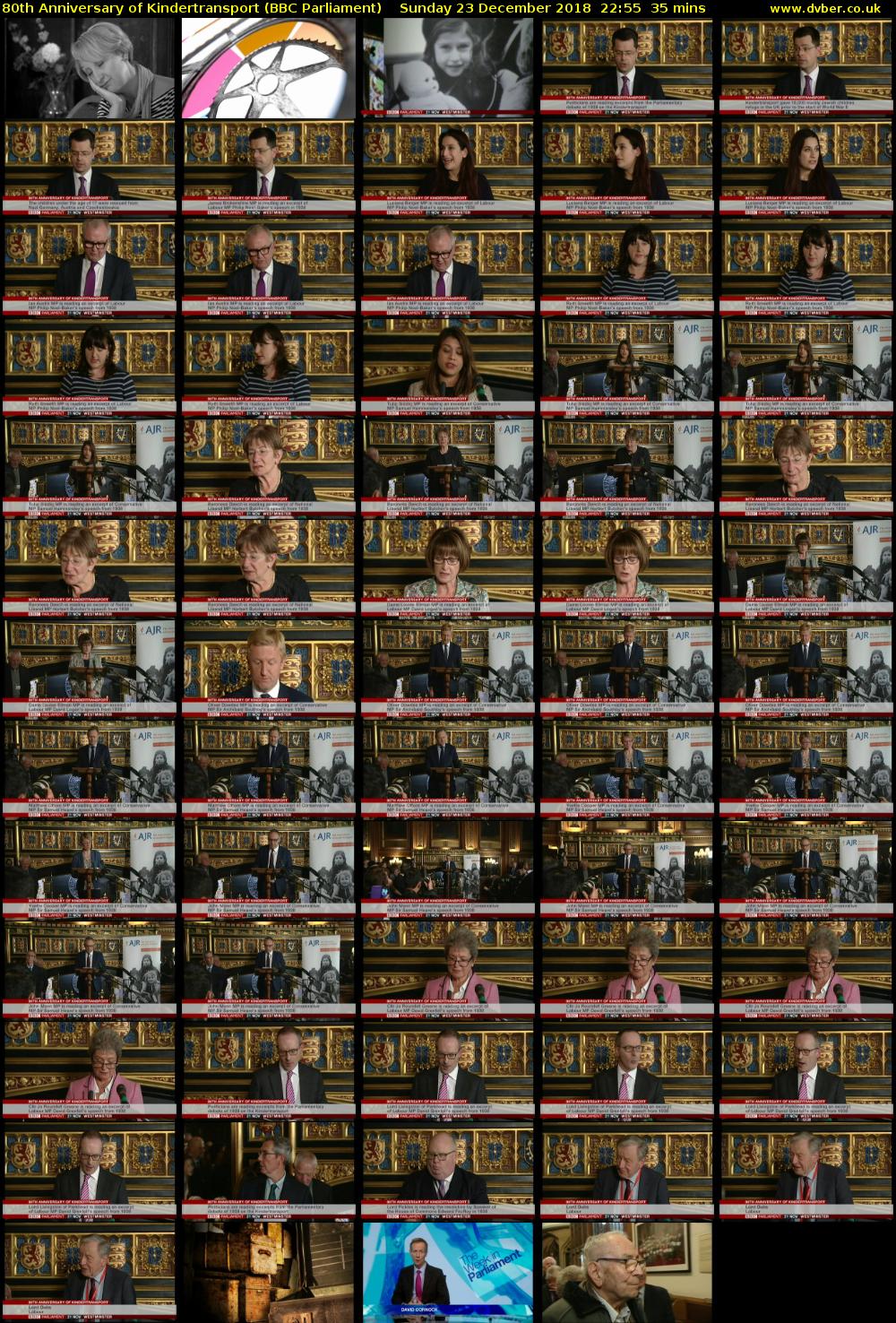 80th Anniversary of Kindertransport (BBC Parliament) Sunday 23 December 2018 22:55 - 23:30