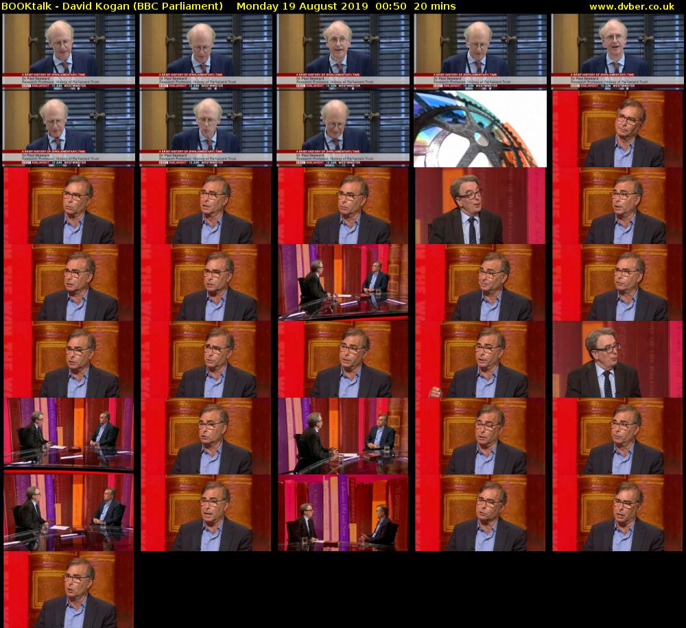 BOOKtalk - David Kogan (BBC Parliament) Monday 19 August 2019 00:50 - 01:10