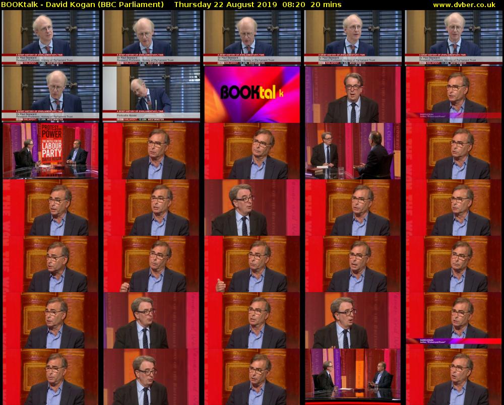 BOOKtalk - David Kogan (BBC Parliament) Thursday 22 August 2019 08:20 - 08:40