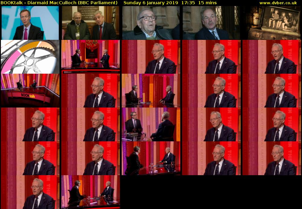 BOOKtalk - Diarmaid MacCulloch (BBC Parliament) Sunday 6 January 2019 17:35 - 17:50