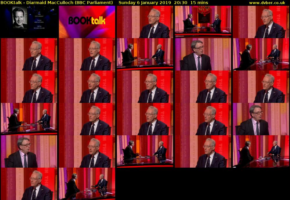 BOOKtalk - Diarmaid MacCulloch (BBC Parliament) Sunday 6 January 2019 20:30 - 20:45