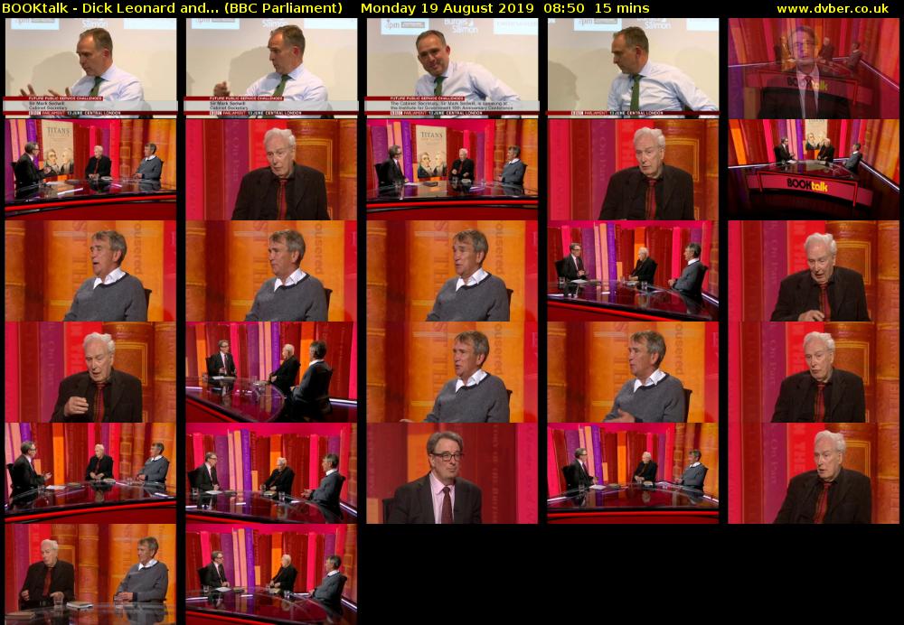 BOOKtalk - Dick Leonard and... (BBC Parliament) Monday 19 August 2019 08:50 - 09:05