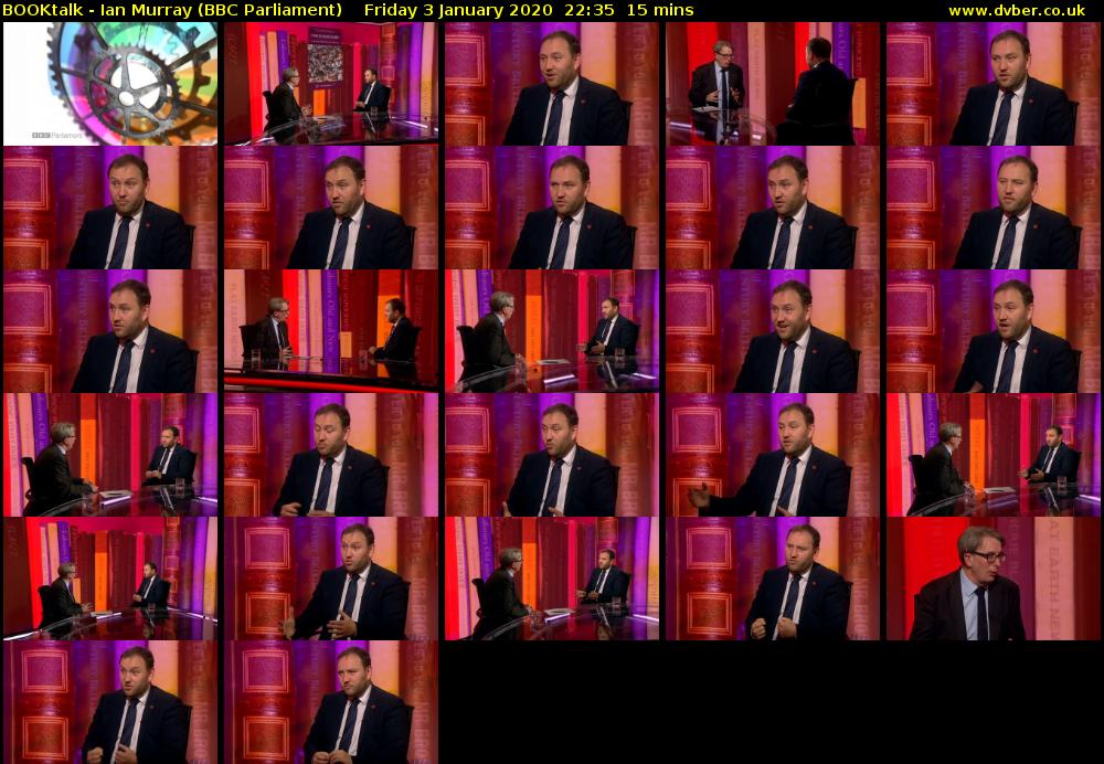 BOOKtalk - Ian Murray (BBC Parliament) Friday 3 January 2020 22:35 - 22:50