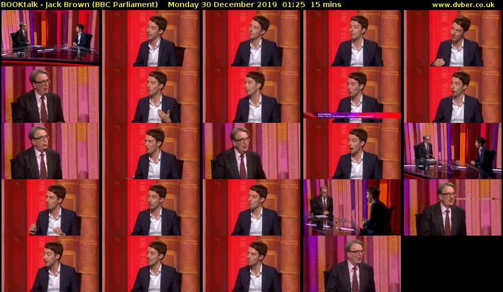 BOOKtalk - Jack Brown (BBC Parliament) Monday 30 December 2019 01:25 - 01:40