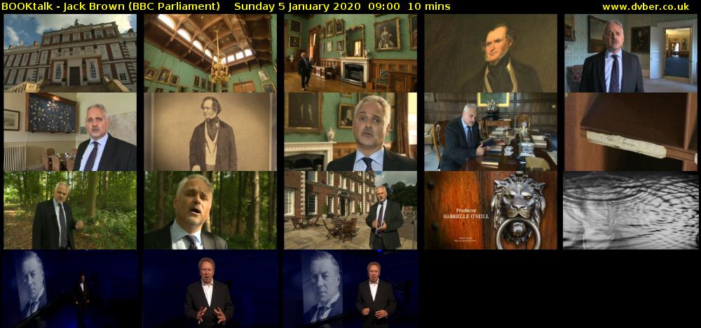 BOOKtalk - Jack Brown (BBC Parliament) Sunday 5 January 2020 09:00 - 09:10