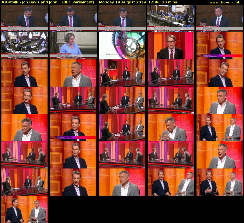 BOOKtalk - Jon Davis and John... (BBC Parliament) Monday 19 August 2019 12:40 - 13:00
