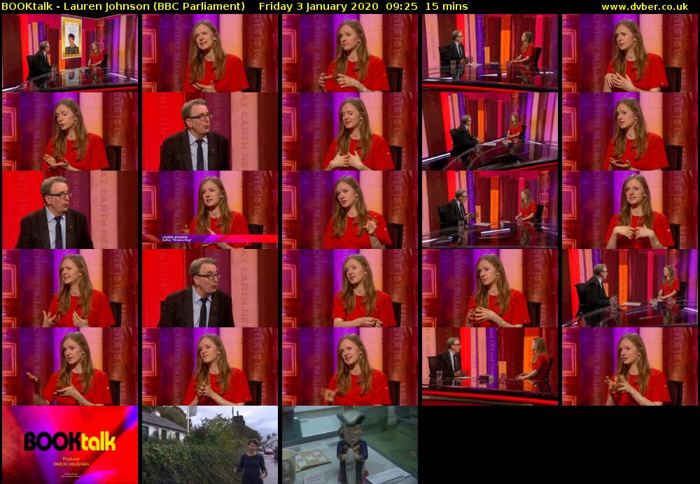 BOOKtalk - Lauren Johnson (BBC Parliament) Friday 3 January 2020 09:25 - 09:40
