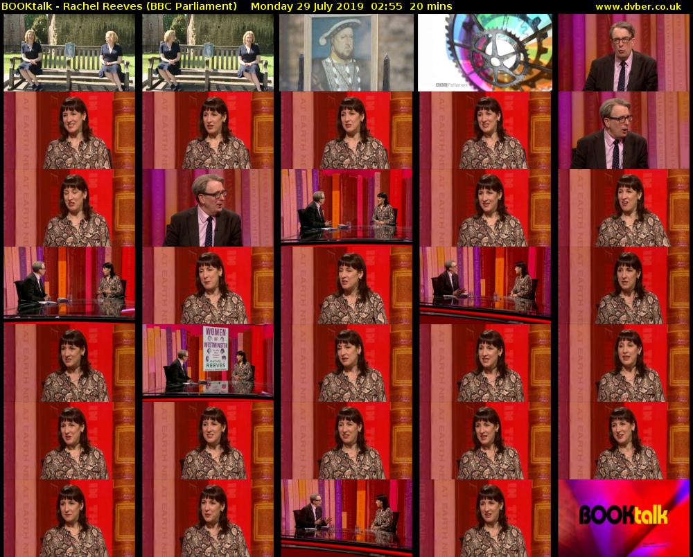 BOOKtalk - Rachel Reeves (BBC Parliament) Monday 29 July 2019 02:55 - 03:15