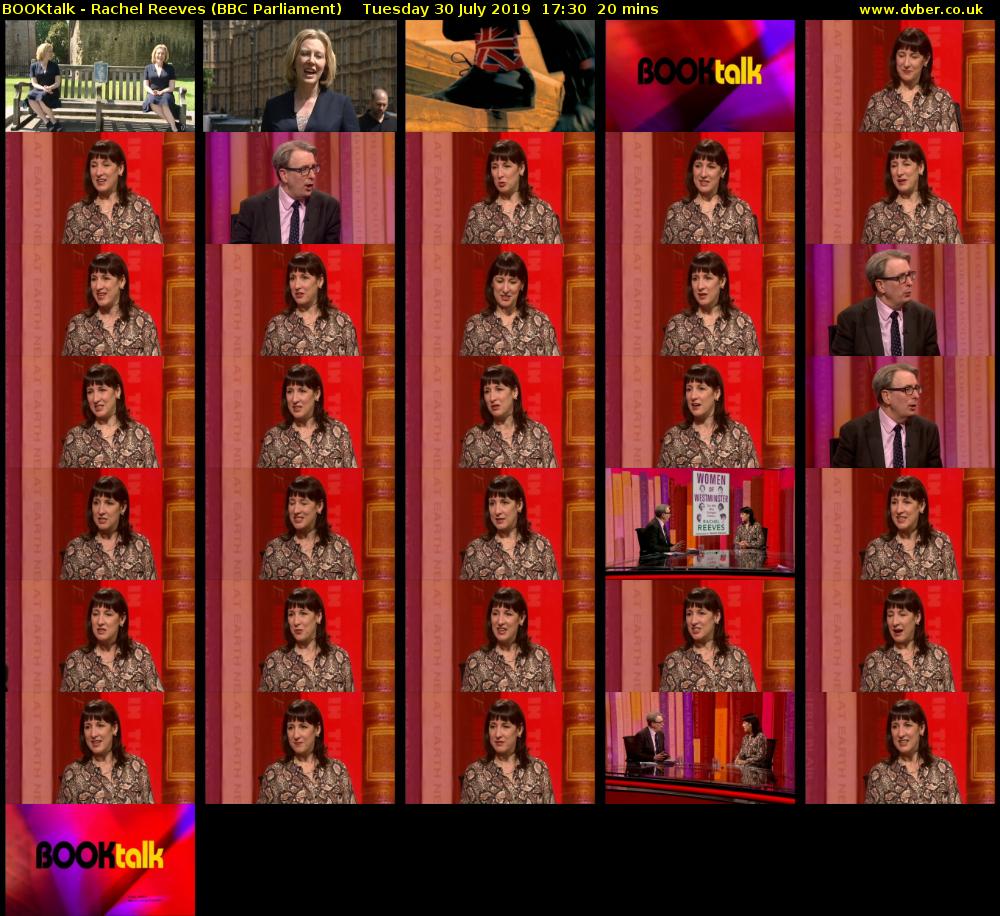 BOOKtalk - Rachel Reeves (BBC Parliament) Tuesday 30 July 2019 17:30 - 17:50