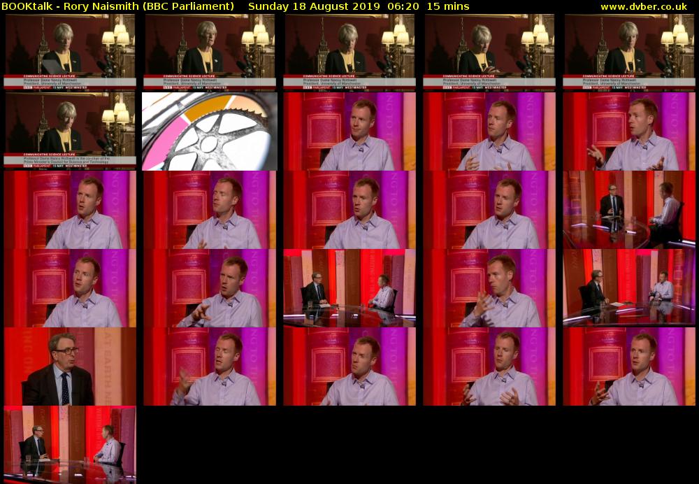 BOOKtalk - Rory Naismith (BBC Parliament) Sunday 18 August 2019 06:20 - 06:35
