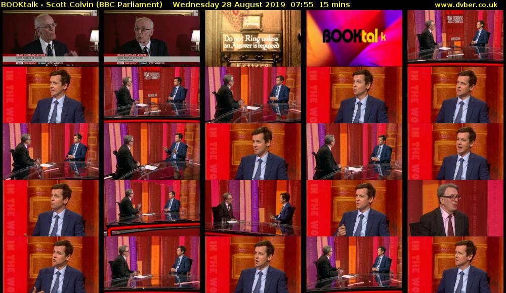 BOOKtalk - Scott Colvin (BBC Parliament) Wednesday 28 August 2019 07:55 - 08:10