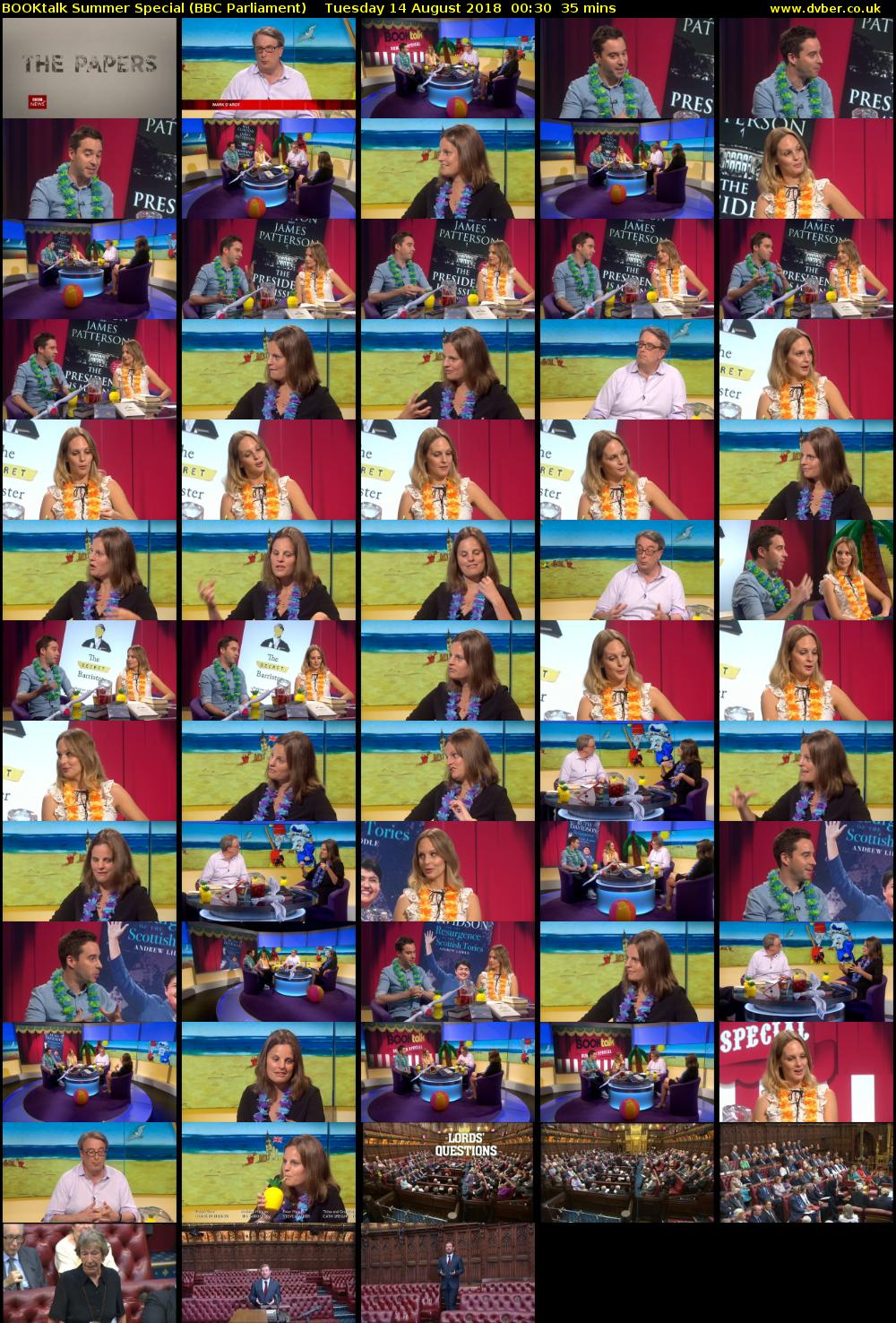 BOOKtalk Summer Special (BBC Parliament) Tuesday 14 August 2018 00:30 - 01:05