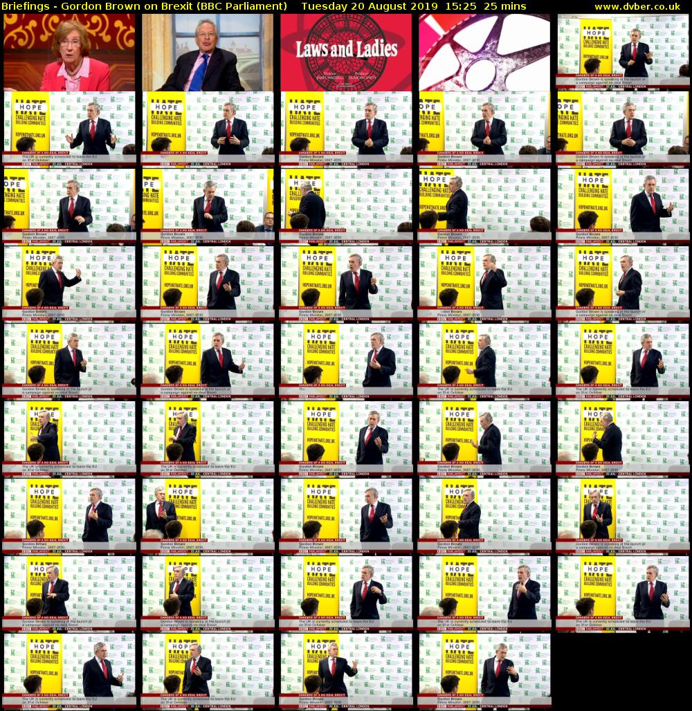 Briefings - Gordon Brown on Brexit (BBC Parliament) Tuesday 20 August 2019 15:25 - 15:50