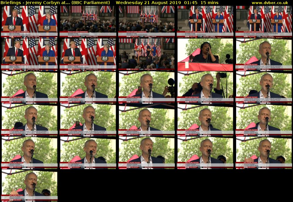Briefings - Jeremy Corbyn at... (BBC Parliament) Wednesday 21 August 2019 01:45 - 02:00