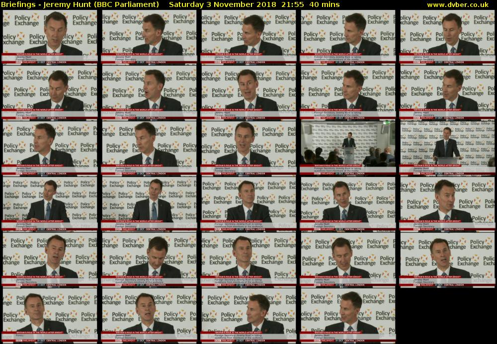 Briefings - Jeremy Hunt (BBC Parliament) Saturday 3 November 2018 21:55 - 22:35