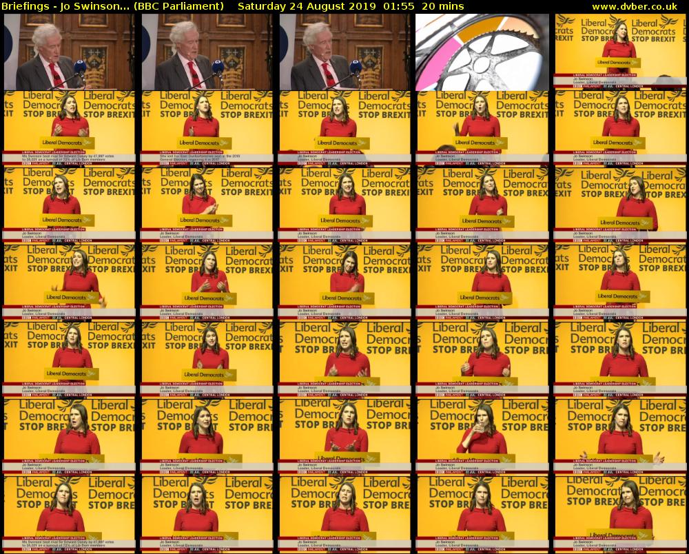 Briefings - Jo Swinson... (BBC Parliament) Saturday 24 August 2019 01:55 - 02:15