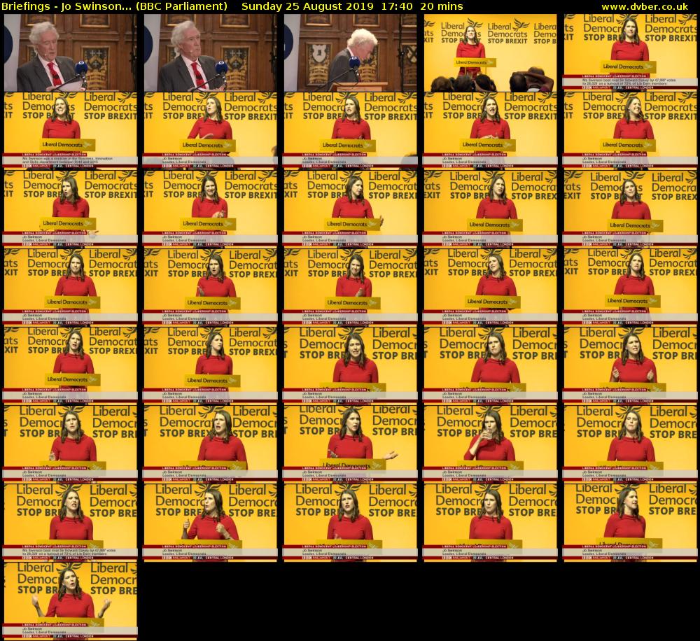 Briefings - Jo Swinson... (BBC Parliament) Sunday 25 August 2019 17:40 - 18:00