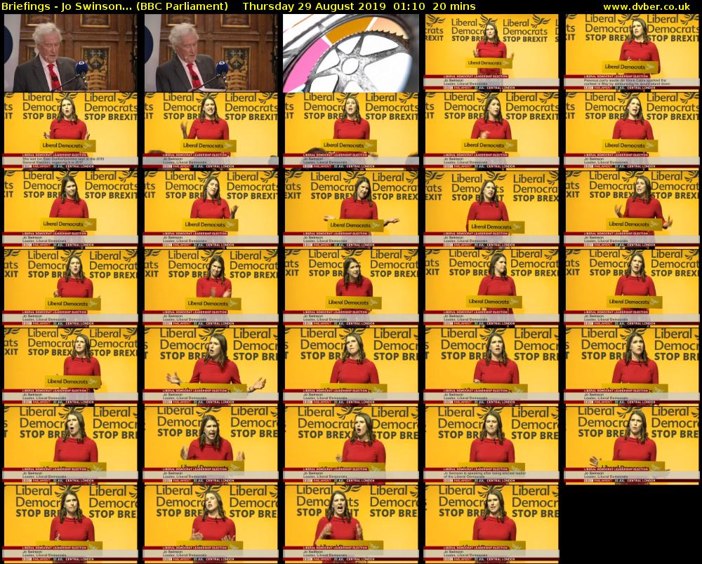 Briefings - Jo Swinson... (BBC Parliament) Thursday 29 August 2019 01:10 - 01:30