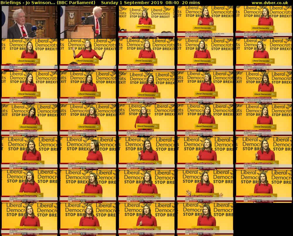 Briefings - Jo Swinson... (BBC Parliament) Sunday 1 September 2019 08:40 - 09:00
