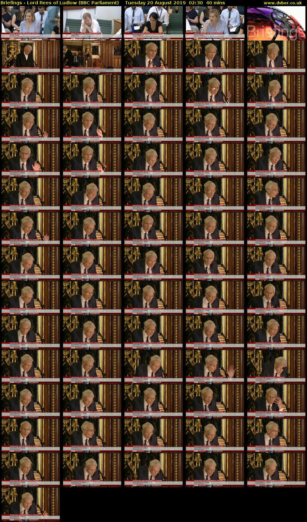Briefings - Lord Rees of Ludlow (BBC Parliament) Tuesday 20 August 2019 02:30 - 03:10