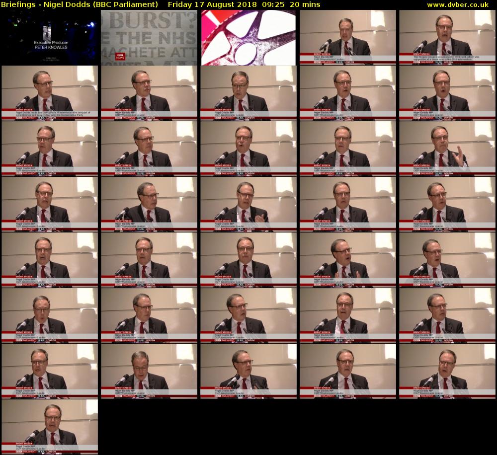 Briefings - Nigel Dodds (BBC Parliament) Friday 17 August 2018 09:25 - 09:45