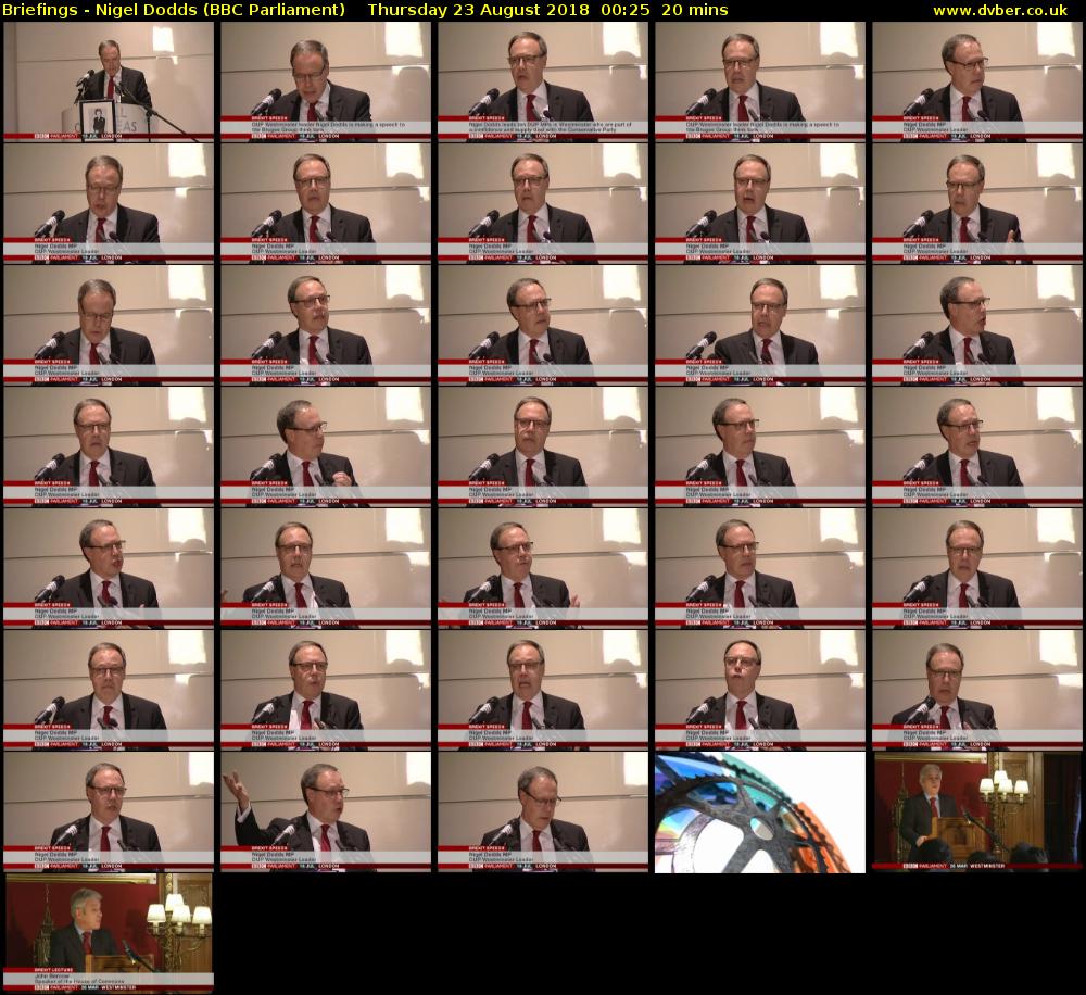 Briefings - Nigel Dodds (BBC Parliament) Thursday 23 August 2018 00:25 - 00:45