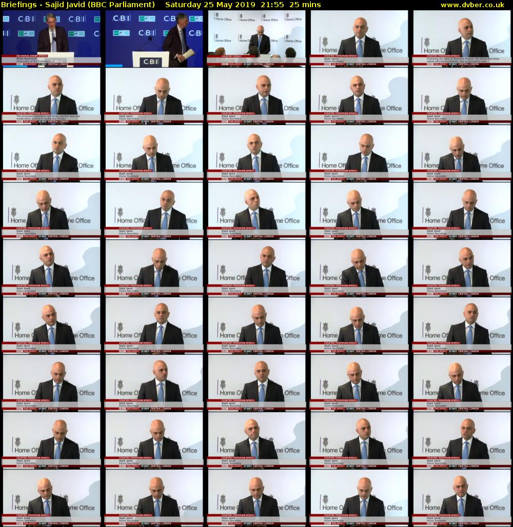 Briefings - Sajid Javid (BBC Parliament) Saturday 25 May 2019 21:55 - 22:20