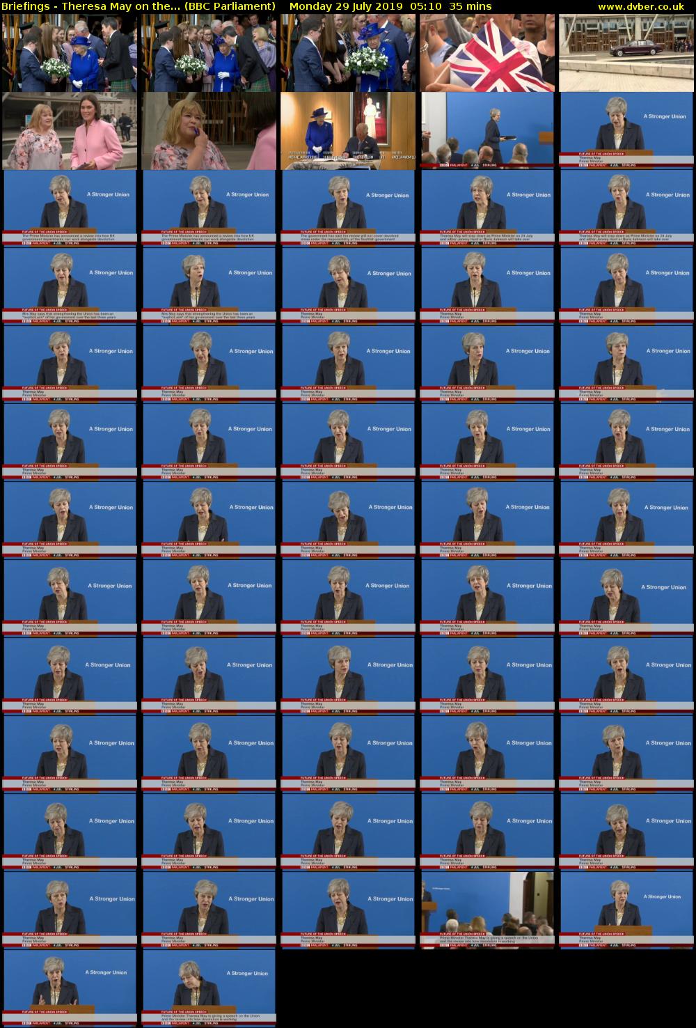 Briefings - Theresa May on the... (BBC Parliament) Monday 29 July 2019 05:10 - 05:45