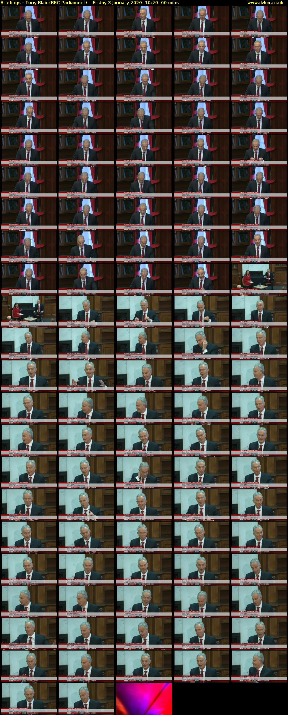 Briefings - Tony Blair (BBC Parliament) Friday 3 January 2020 10:20 - 11:20
