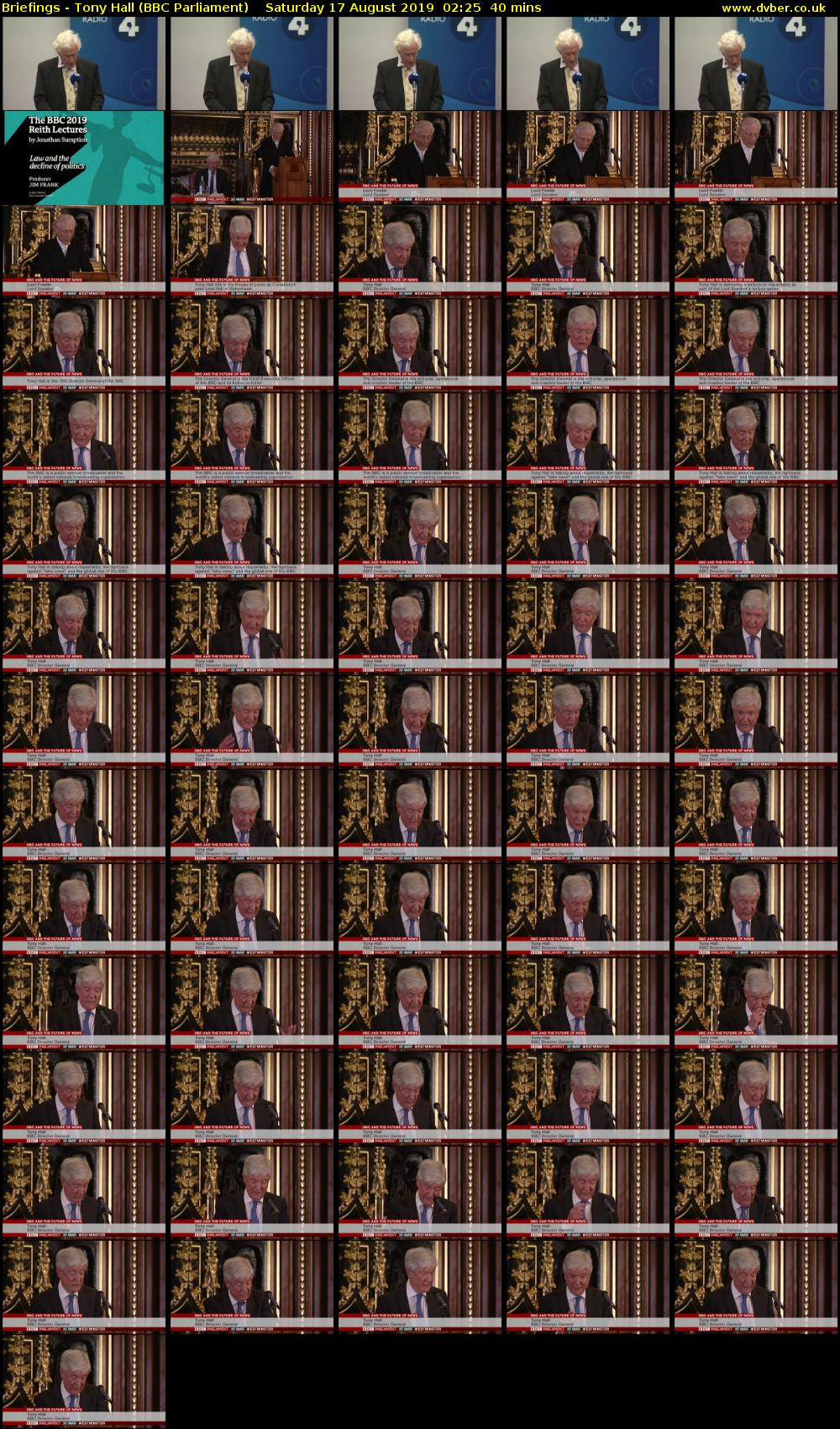 Briefings - Tony Hall (BBC Parliament) Saturday 17 August 2019 02:25 - 03:05
