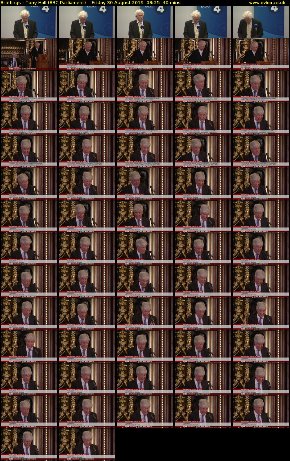 Briefings - Tony Hall (BBC Parliament) Friday 30 August 2019 08:25 - 09:05