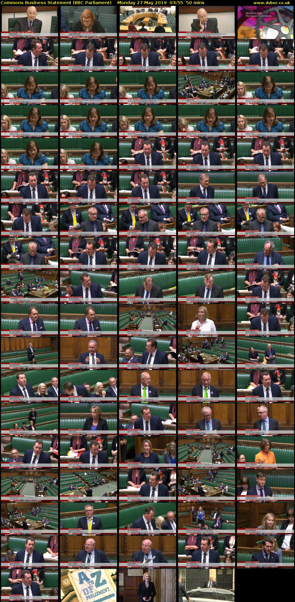 Commons Business Statement (BBC Parliament) Monday 27 May 2019 03:55 - 04:45