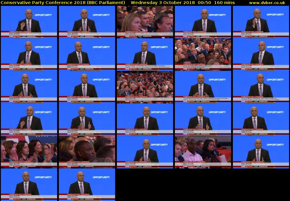 Conservative Party Conference 2018 (BBC Parliament) Wednesday 3 October 2018 00:50 - 03:30
