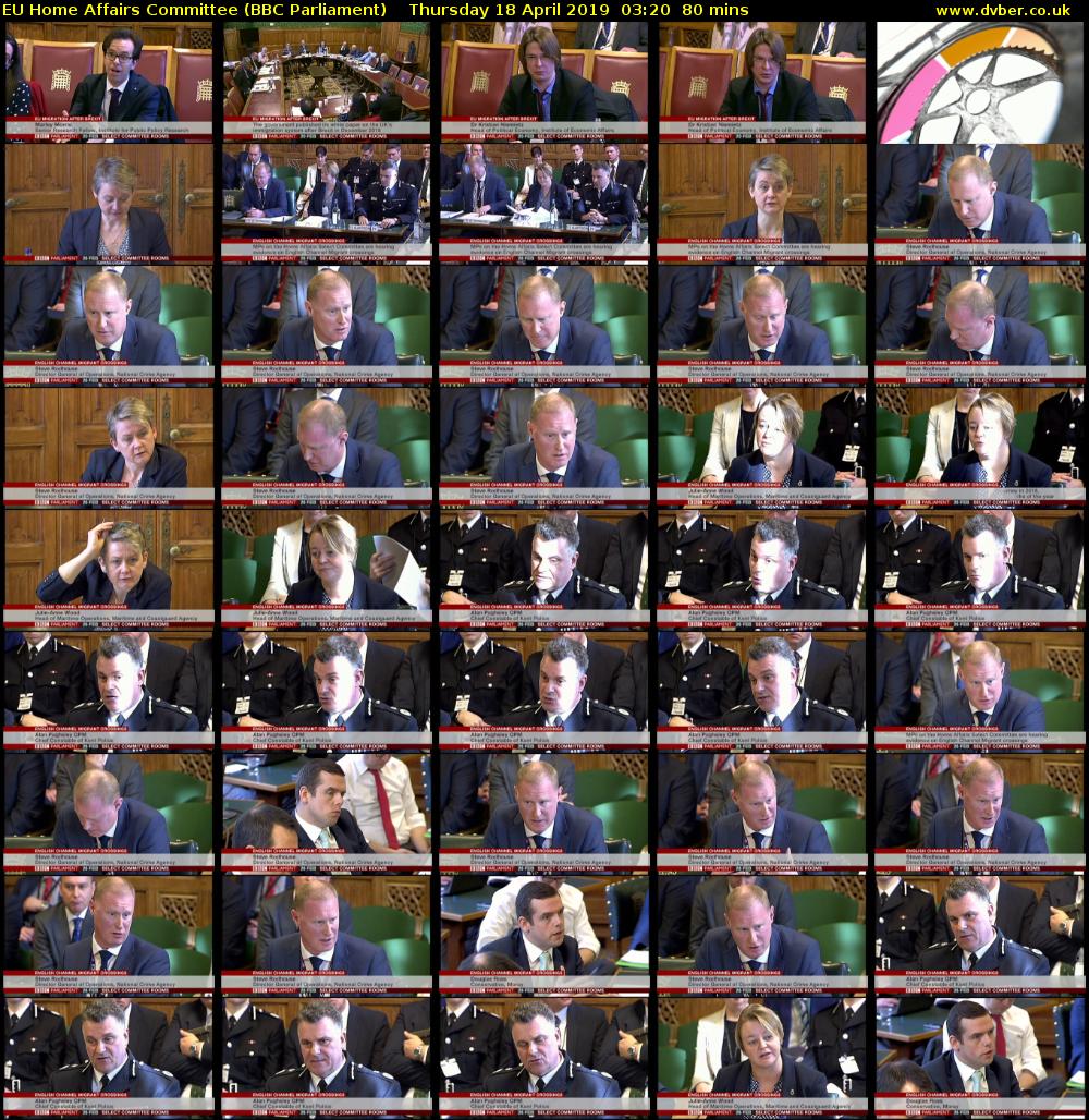 EU Home Affairs Committee (BBC Parliament) Thursday 18 April 2019 03:20 - 04:40
