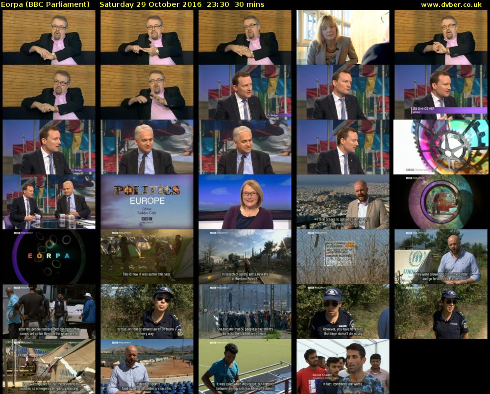 Eorpa (BBC Parliament) Saturday 29 October 2016 23:30 - 00:00