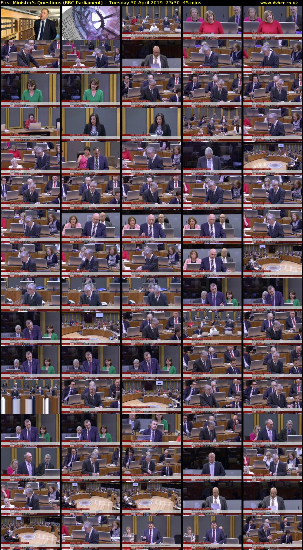First Minister's Questions (BBC Parliament) Tuesday 30 April 2019 23:30 - 00:15