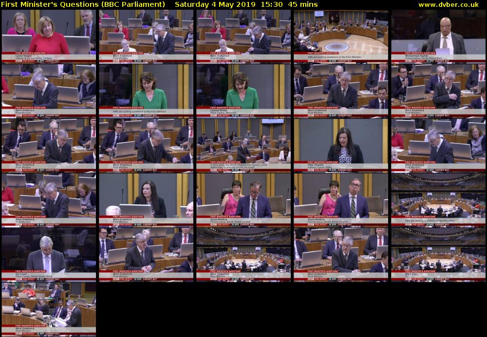 First Minister's Questions (BBC Parliament) Saturday 4 May 2019 15:30 - 16:15