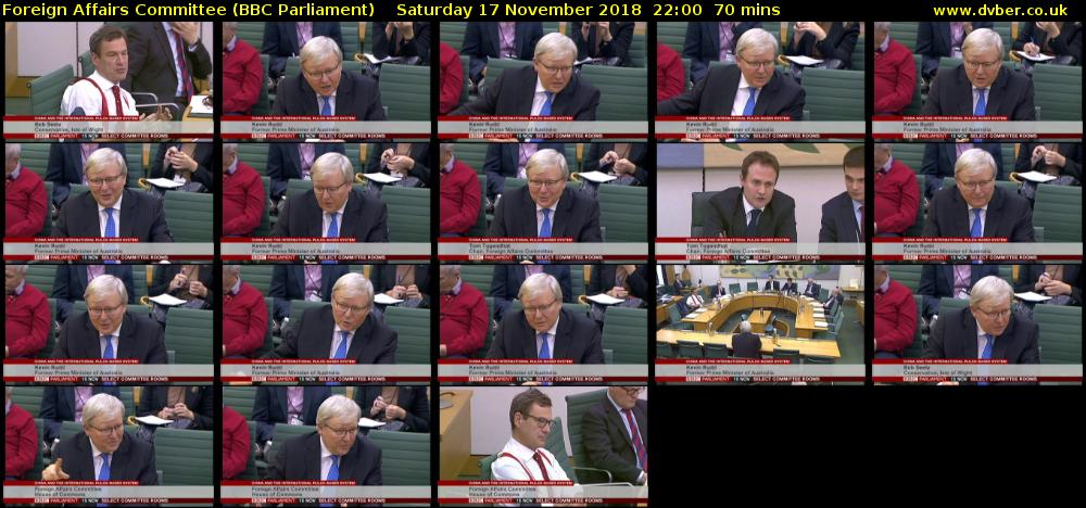 Foreign Affairs Committee (BBC Parliament) Saturday 17 November 2018 22:00 - 23:10