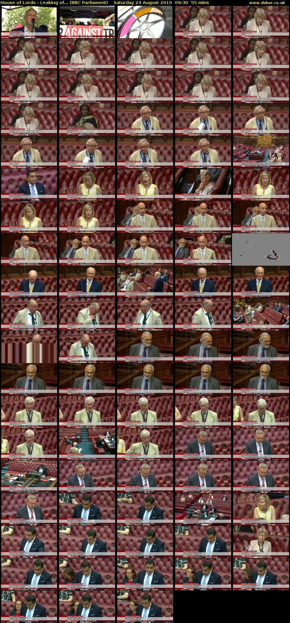 House of Lords - Leaking of... (BBC Parliament) Saturday 24 August 2019 09:30 - 10:25