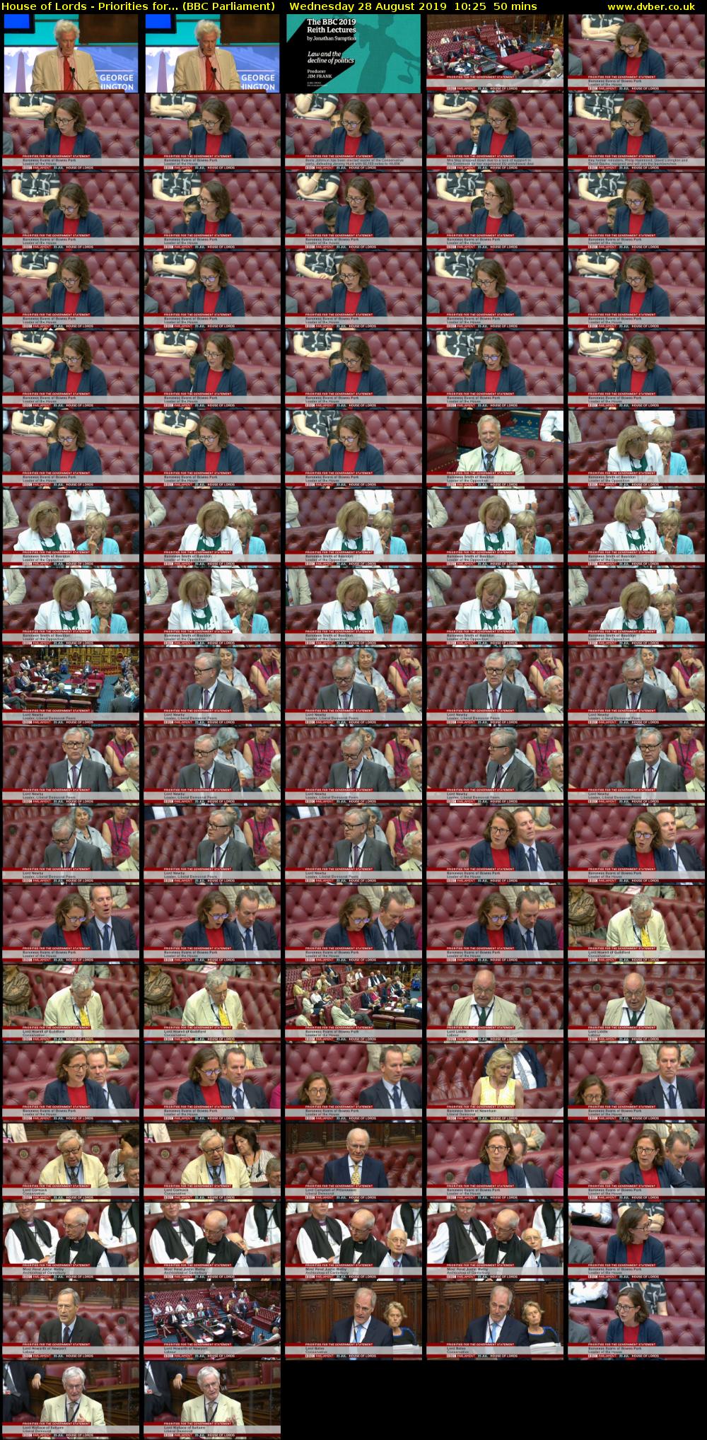 House of Lords - Priorities for... (BBC Parliament) Wednesday 28 August 2019 10:25 - 11:15