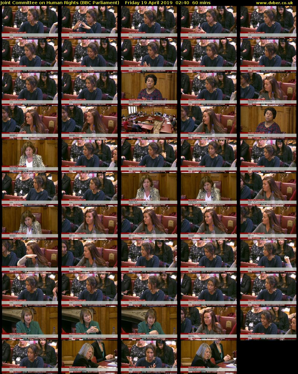 Joint Committee on Human Rights (BBC Parliament) Friday 19 April 2019 02:40 - 03:40