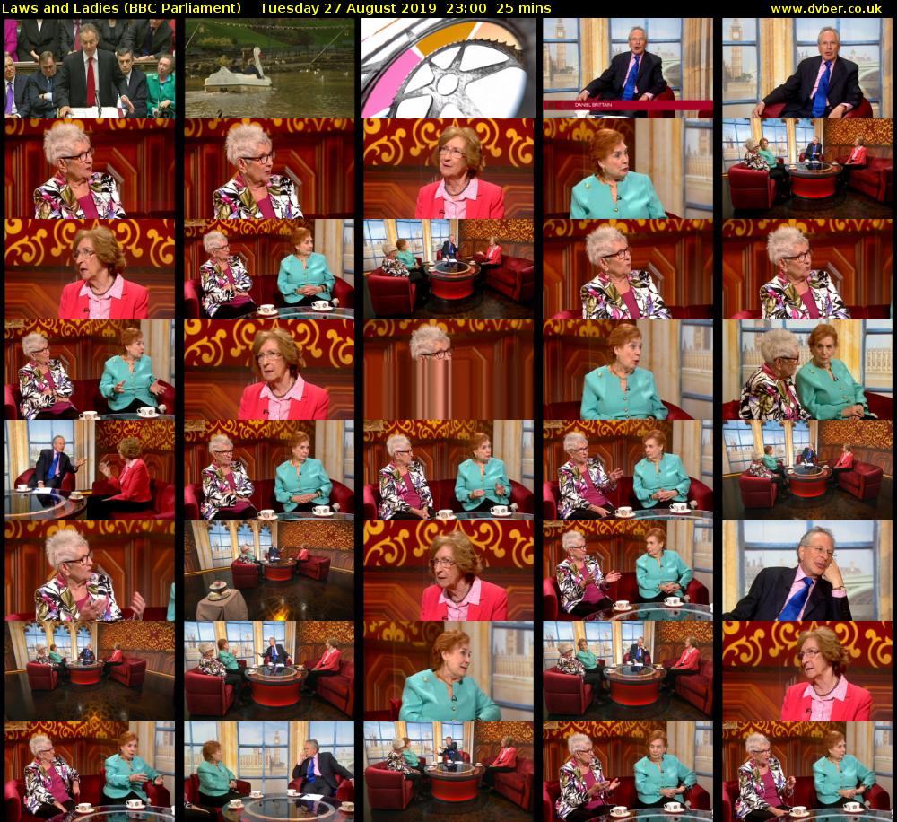 Laws and Ladies (BBC Parliament) Tuesday 27 August 2019 23:00 - 23:25