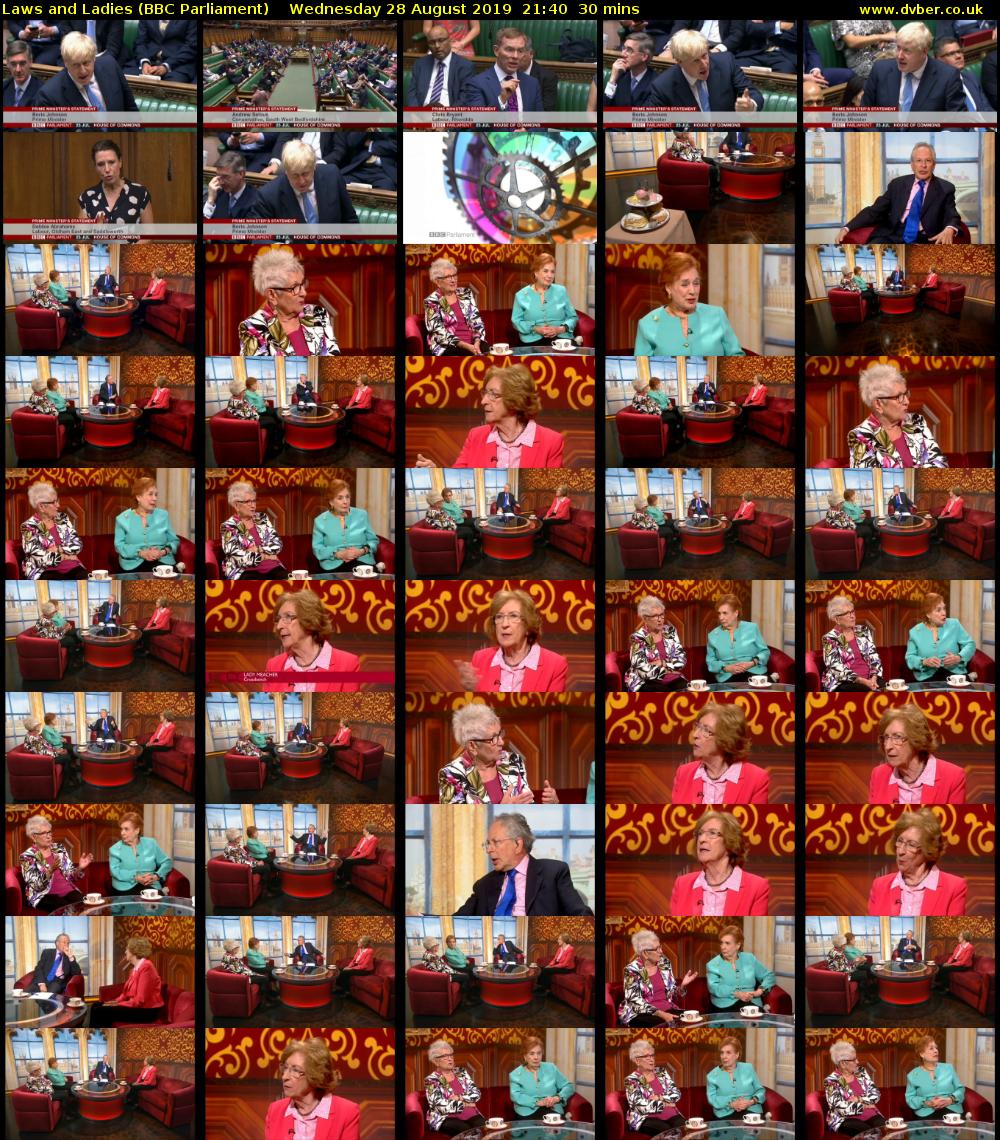 Laws and Ladies (BBC Parliament) Wednesday 28 August 2019 21:40 - 22:10