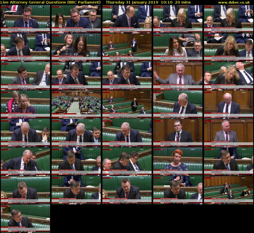 Live Attorney General Questions (BBC Parliament) Thursday 31 January 2019 10:10 - 10:30