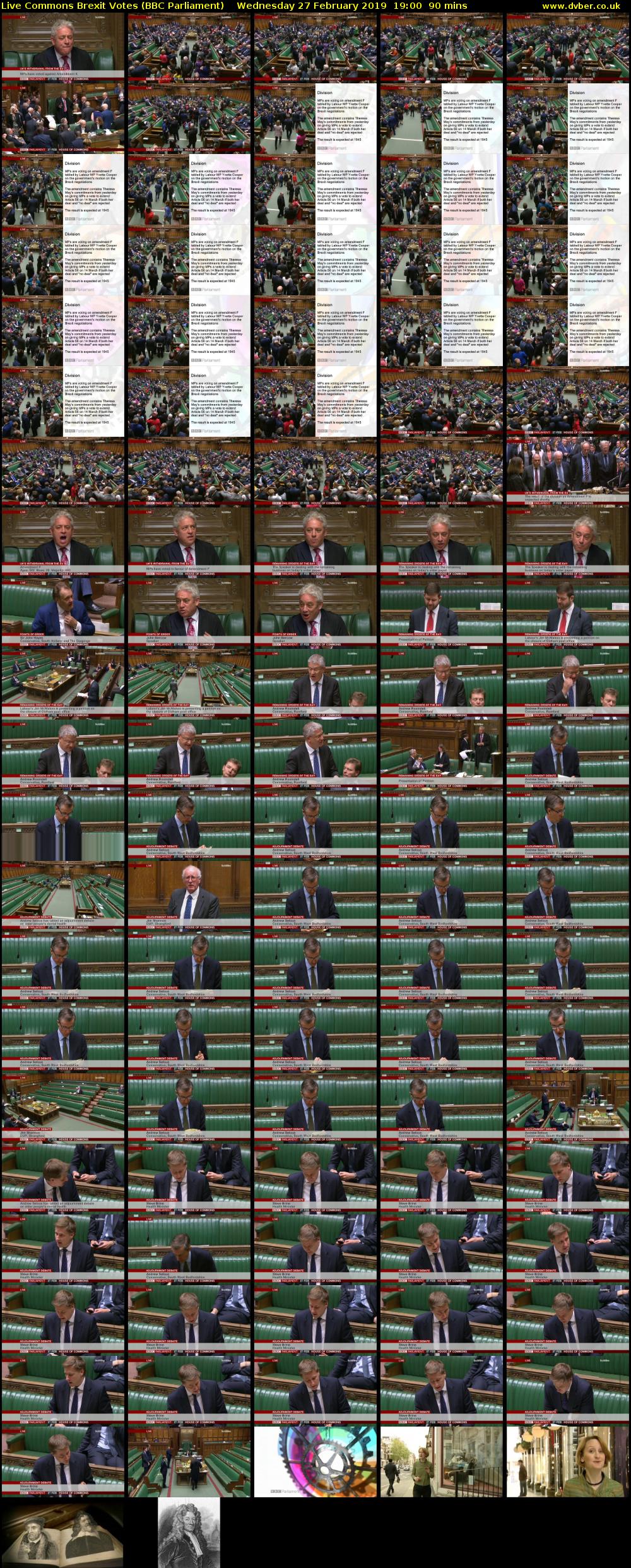 Live Commons Brexit Votes (BBC Parliament) Wednesday 27 February 2019 19:00 - 20:30